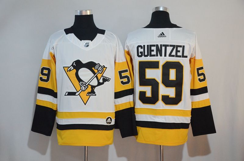 Men Pittsburgh Penguins 59 Guentzel White Hockey Stitched Adidas NHL Jerseys